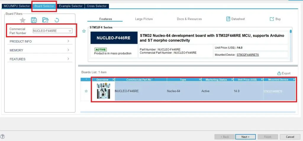 stm32cubemx mcu select