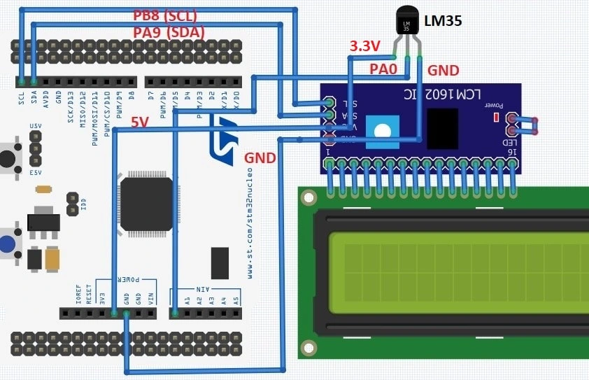 stm32 adc lm35 circuit diagram