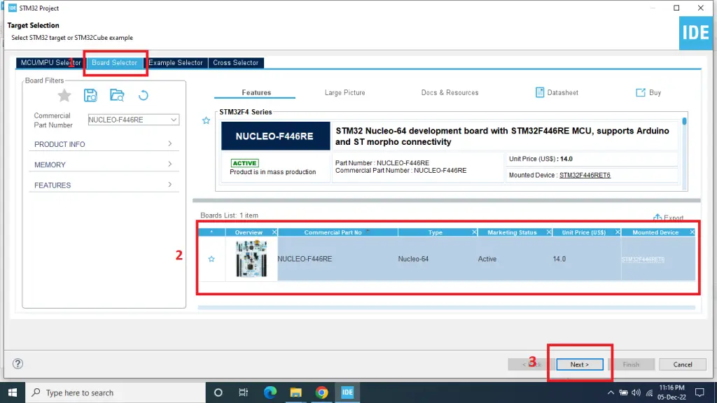 STM32Cube IDE Board select