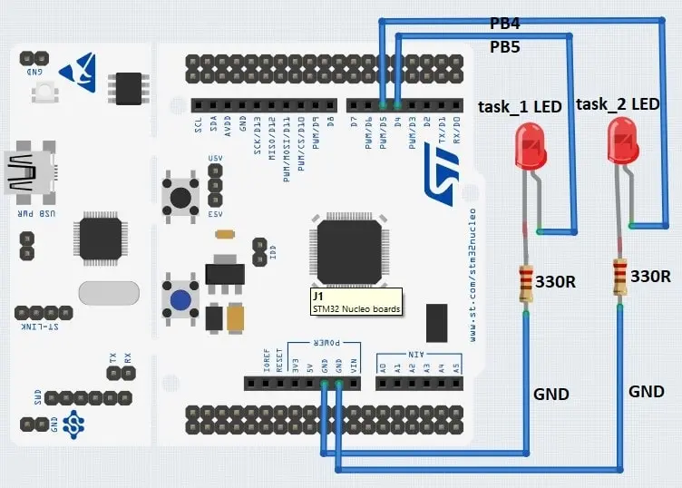 stm32 FreeRTOS tutorial circuit diagram