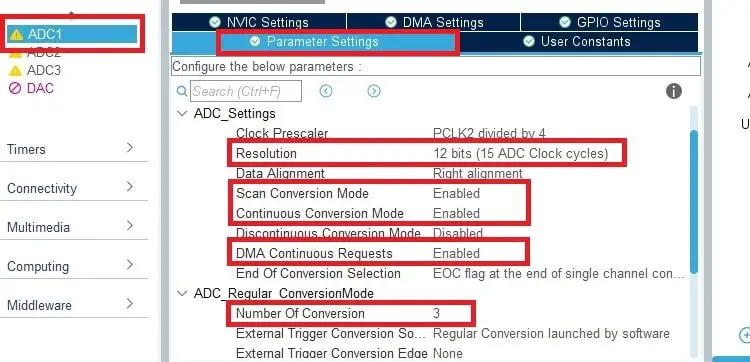 STM32 ADC Configuration in STM32CUBE IDE