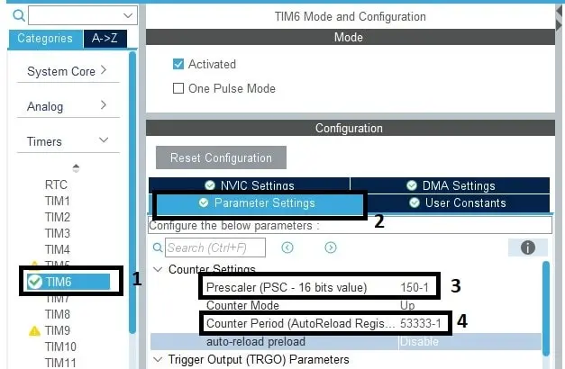 STM32CubeIDE timer configuration