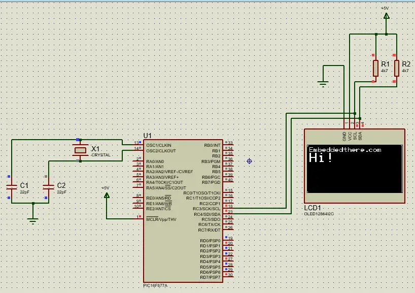 Connection Diagram between PIC16F877A and OLED Display