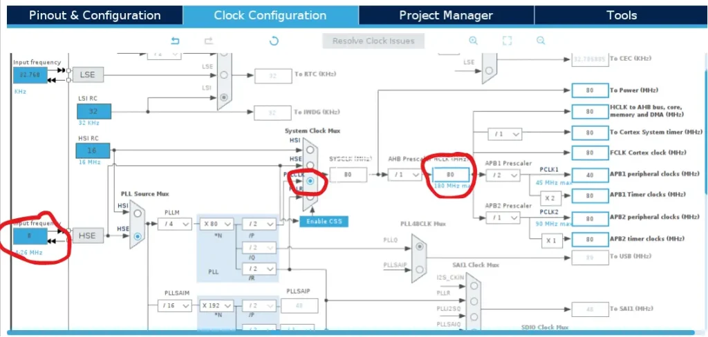 STM32 clock configuration