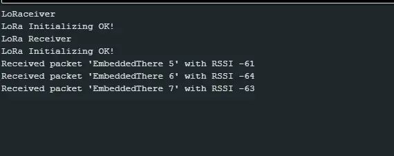 Result on serial terminal